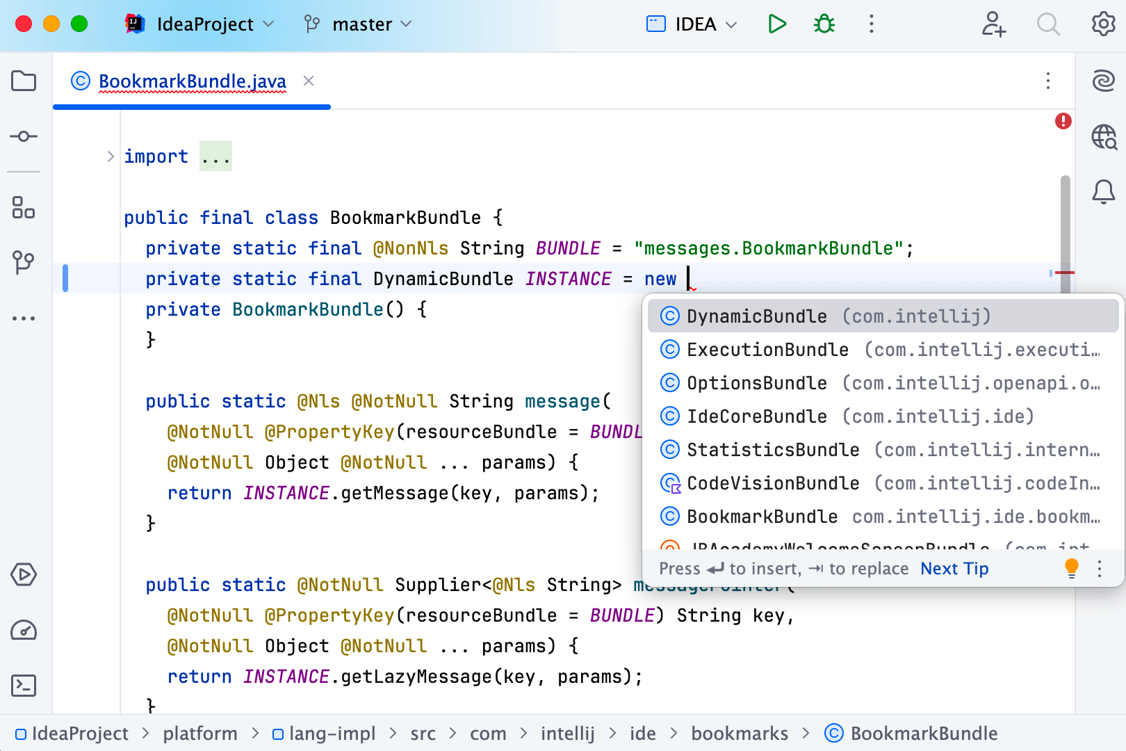 screenshot of IntelliJ IDEA